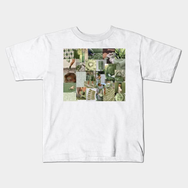 sage green collage Kids T-Shirt by morgananjos